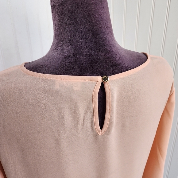 Cream 3/4 Sleeve Asymmetrical Tie Front Tunic - Picture 3 of 12
